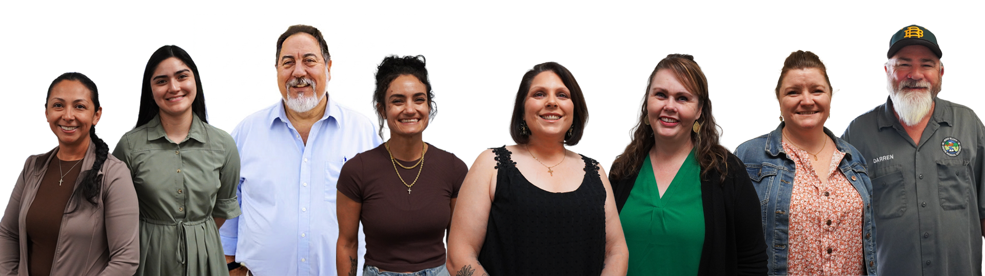 4 faculty members and 2 students smiling